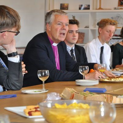 Bishop joins Sixth Form for lunch